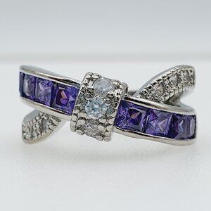 🔥New 💜Purple Diamond CZ💎 925 Silver Plated Punk Party Cocktail Ring, GPMB1401